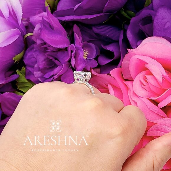 5 Carat Cushion Cut Lab Created Diamond Engagement Ring Promise Wedding … - Picture 9 of 13